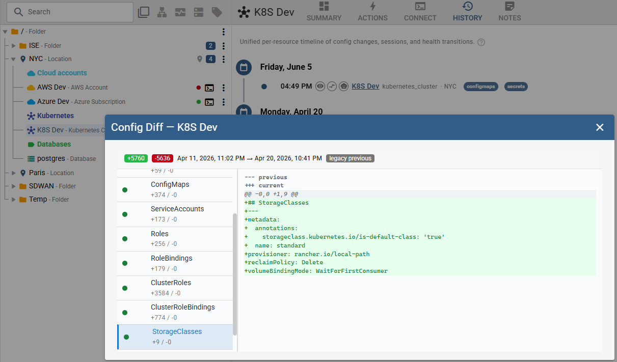 Structured configuration diff on a Kubernetes cluster