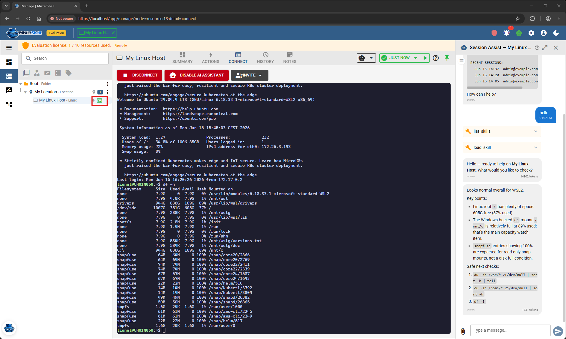 From docker run to an AI-assisted session in 15 minutes